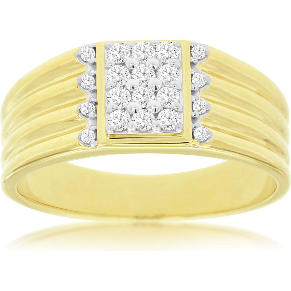 Royal 14K Yellow Gold Men's Diamond Ring - 0.32 Carat Total Diamond Weight