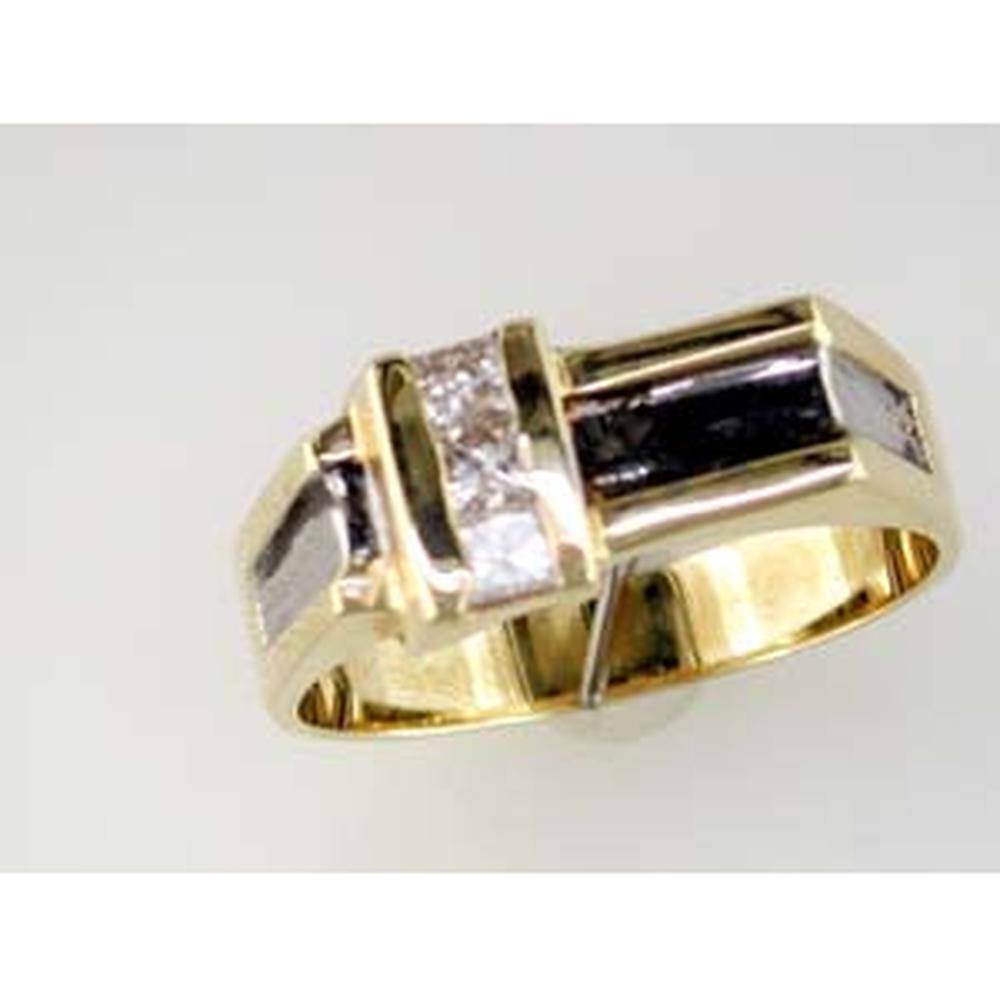 Royal 14K Yellow Gold Men's Diamond Ring - 0.40 Carat Princess Cut Diamond