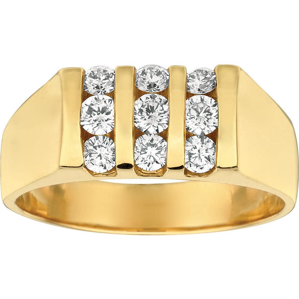 Royal 14K Yellow Gold Men's Diamond Ring - 0.95 Carat Total Diamond Weight