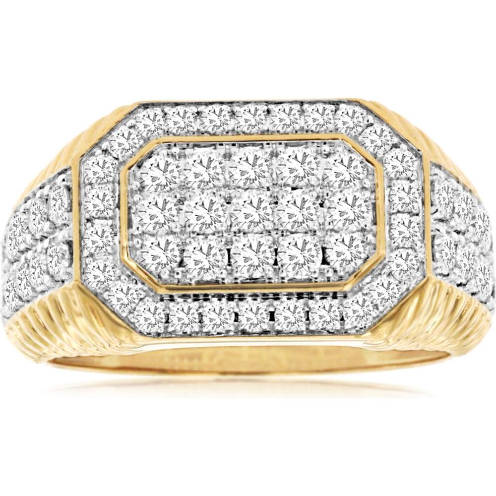 Royal 14K Yellow Gold Men's Diamond Ring - 1.5 Carat Total Diamond Weight