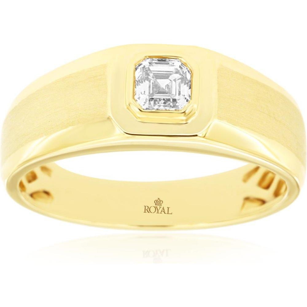Royal 14K Yellow Gold Men's Diamond Ring with 0.43 Carats Round Diamond