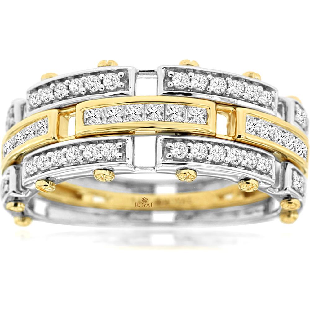 Royal 14K Yellow Gold Men's Diamond Ring with Round Diamonds - 0.75 Carat Total Diamond Weight