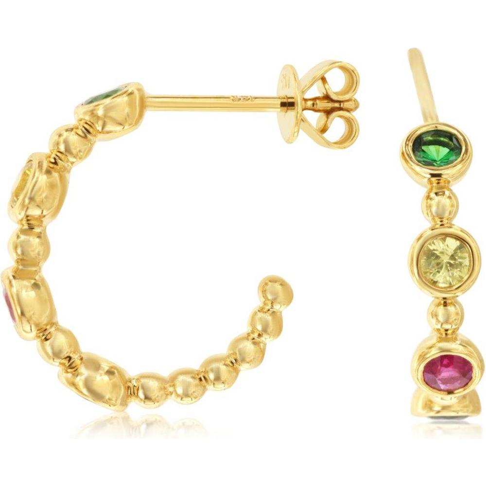 Royal 14K Yellow Gold Mixed Color Sapphire Earrings - 0.78 Carat Total Gem Weight