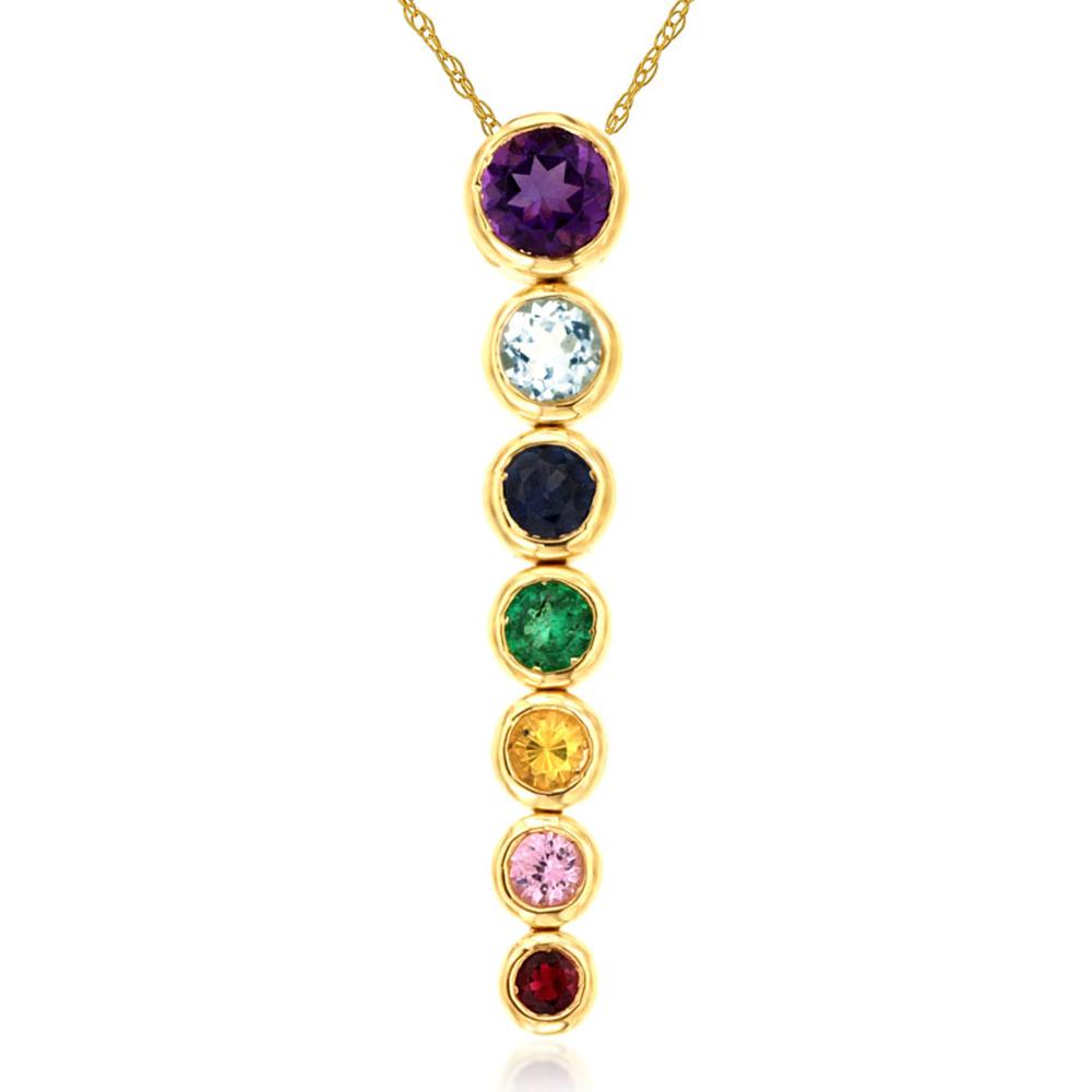 Royal 14K Yellow Gold Mixed Color Sapphire Pendant - 0.55 Carats Total Sapphire Weight
