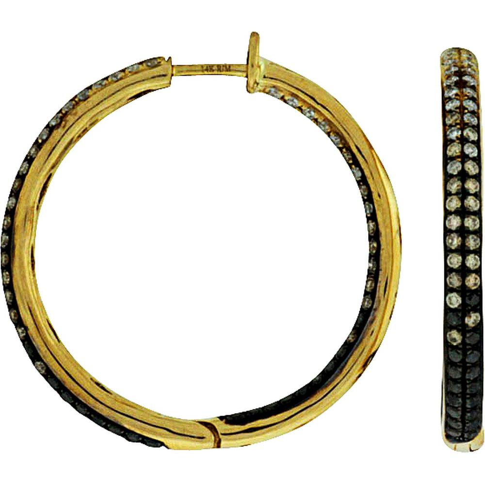 Royal 14K Yellow Gold Mocha Diamond and Black Diamond Earrings - 0.62 Carat Total Diamond Weight