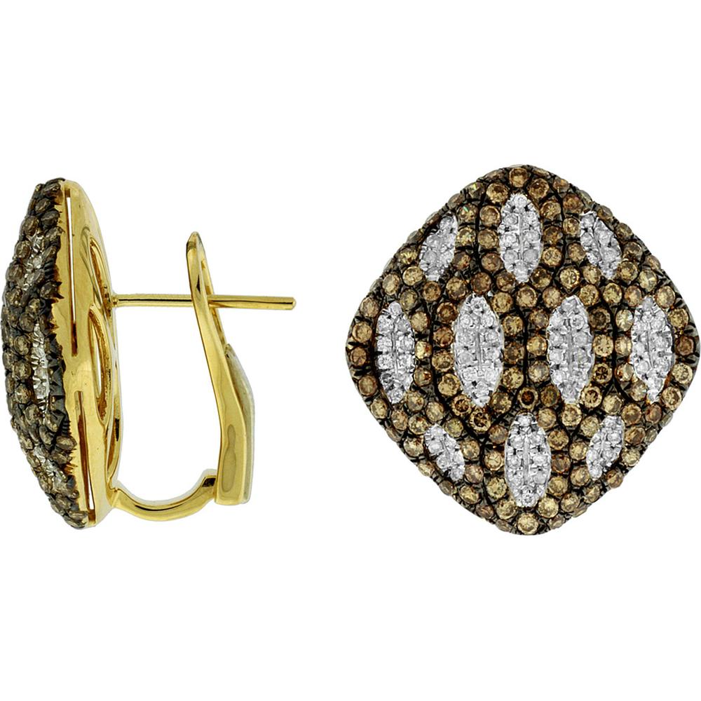 Royal 14K Yellow Gold Mocha Diamond & Diamond Earrings - 2.95 Carat Total Carat Weight