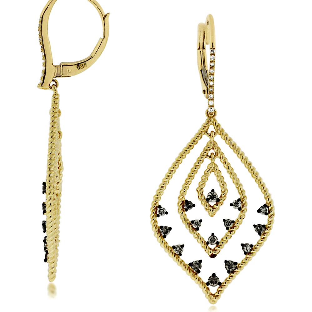 Royal 14K Yellow Gold Mocha Diamond & Diamond Earrings - Exquisite Elegance