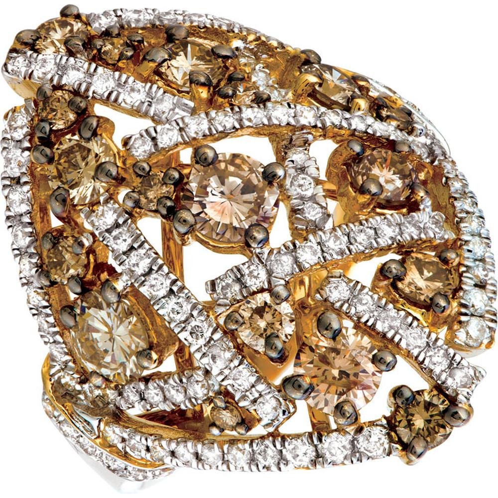 Royal 14K Yellow Gold Mocha Diamond & Diamond Ring - 2.28 Carat Main Stone - 0.75 Carat Total Diamond Weight
