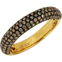 Royal 14K Yellow Gold Mocha Diamond Band - Elegant Statement Piece