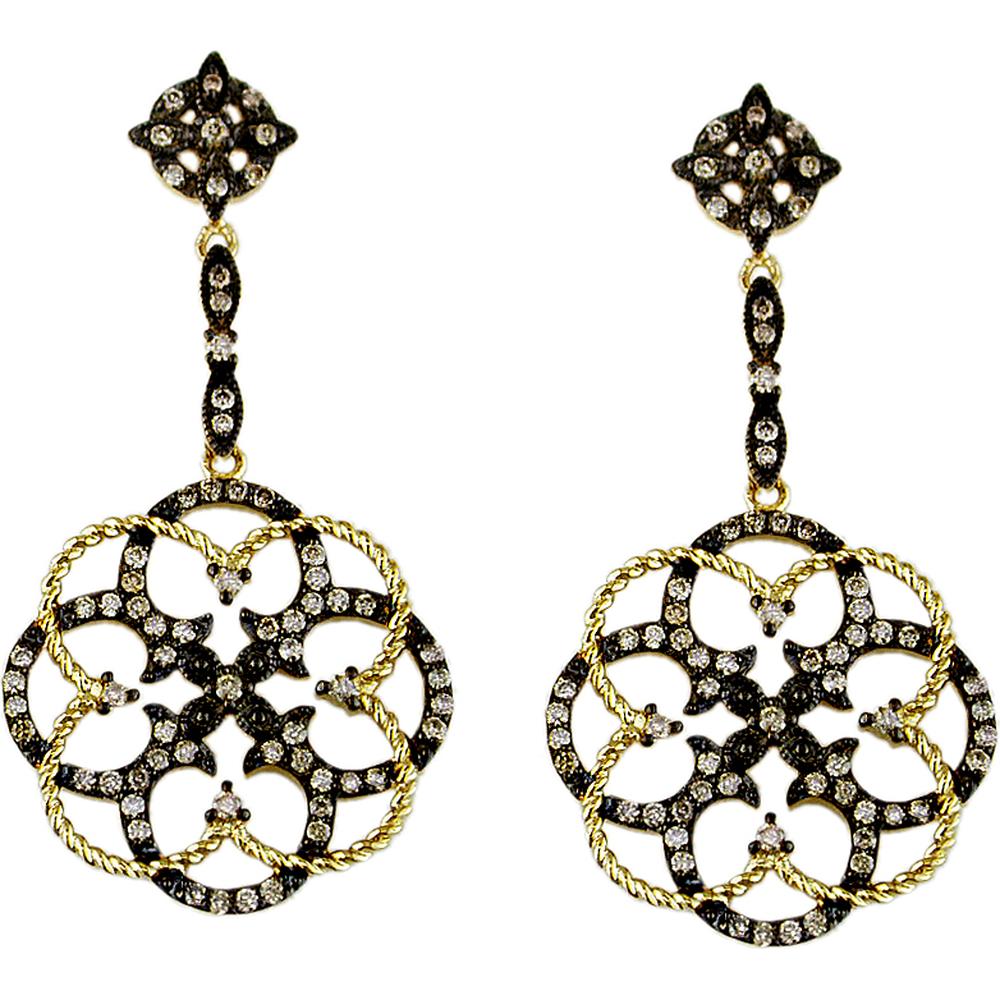 Royal 14K Yellow Gold Mocha Diamond Earrings - Exquisite Sophistication