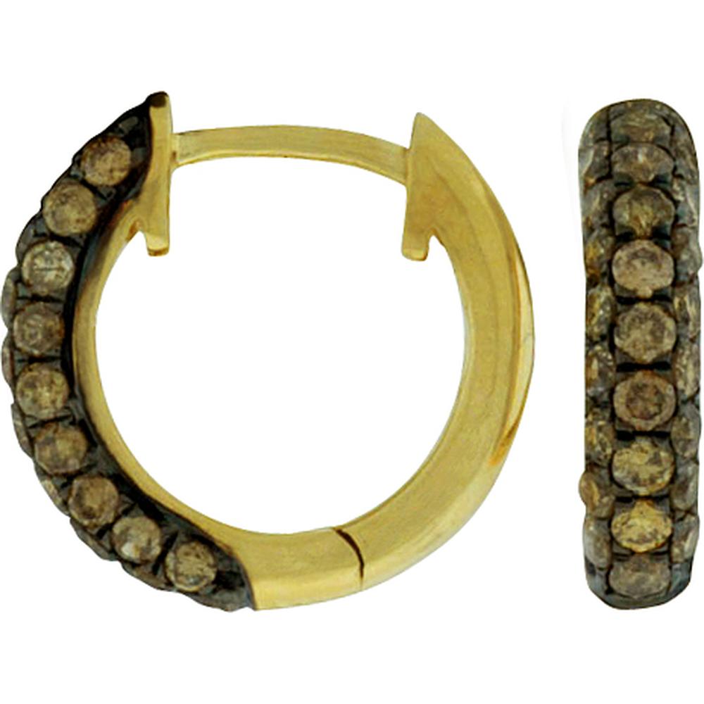 Royal 14K Yellow Gold Mocha Diamond Hoop Earrings - 0.78 Carat Total Diamond Weight