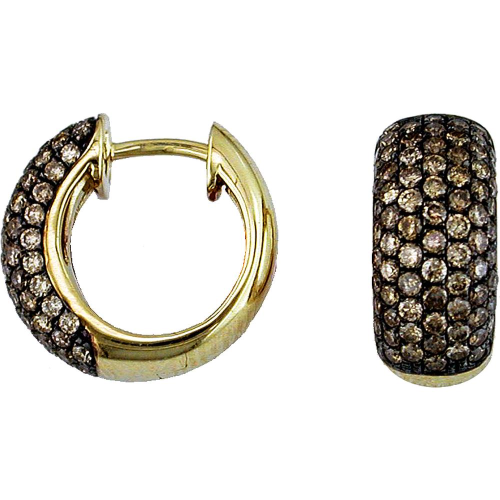 Royal 14K Yellow Gold Mocha Diamond Hoop Earrings - 1.80 Carat Total Diamond Weight