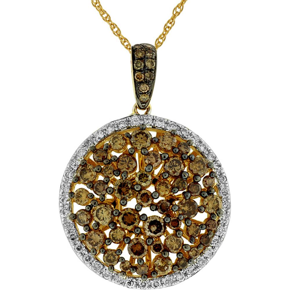 Royal 14K Yellow Gold Mocha Diamond Pendant - 1.35 Carat Main Stone, 0.22 Carat Additional Diamonds