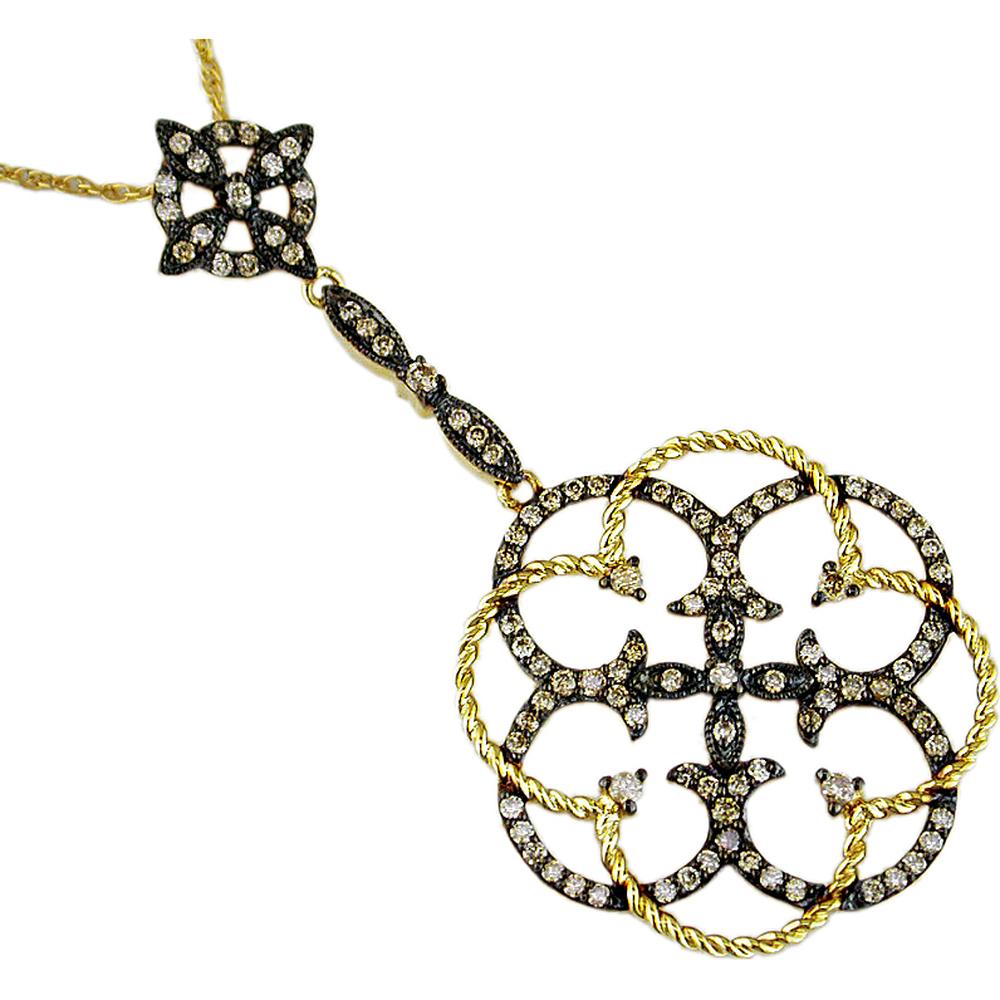 Royal 14K Yellow Gold Mocha Diamond Pendant - Timeless Elegance