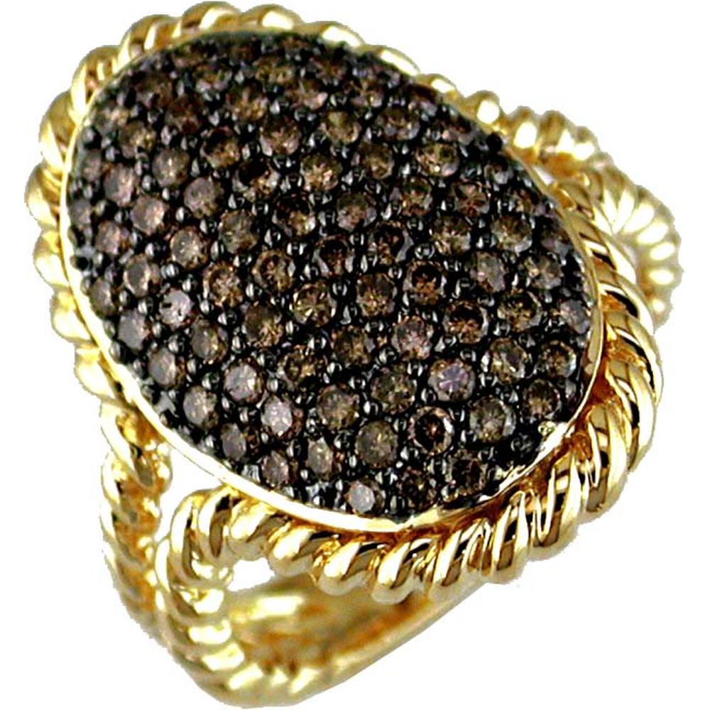 Royal 14K Yellow Gold Mocha Diamond Ring - 1.10 Carat Round Diamond - Timeless Elegance