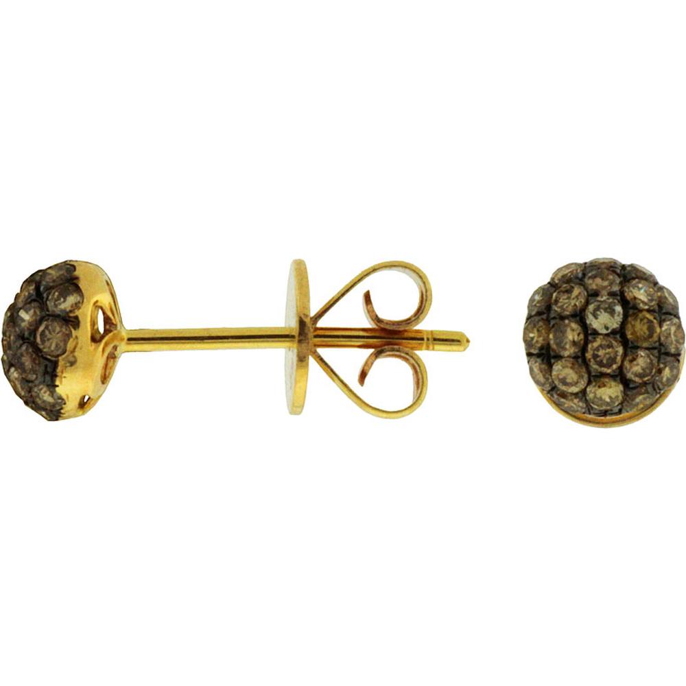 Royal 14K Yellow Gold Mocha Diamond Stud Earrings - 0.49 Carat Total Diamond Weight