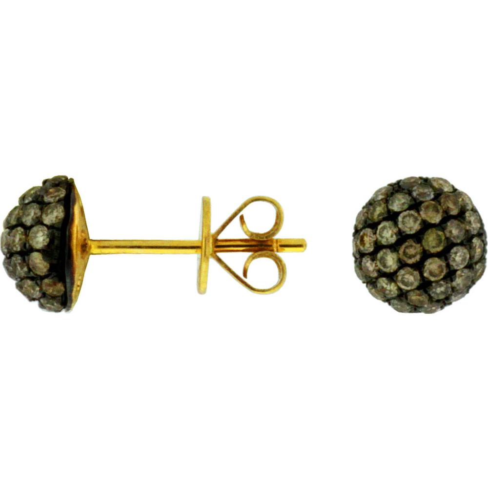 Royal 14K Yellow Gold Mocha Diamond Stud Earrings - 0.85 Carat Total Diamond Weight