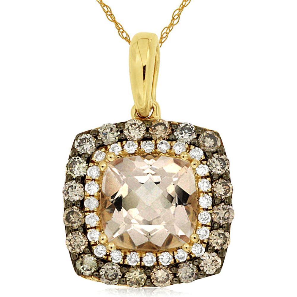 Royal 14K Yellow Gold Morganite and Diamond Pendant - Timeless Elegance