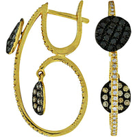 Royal 14K Yellow Gold Multi Color Diamond Earrings - 0.38 Carat Black Diamond - Exquisite Elegance