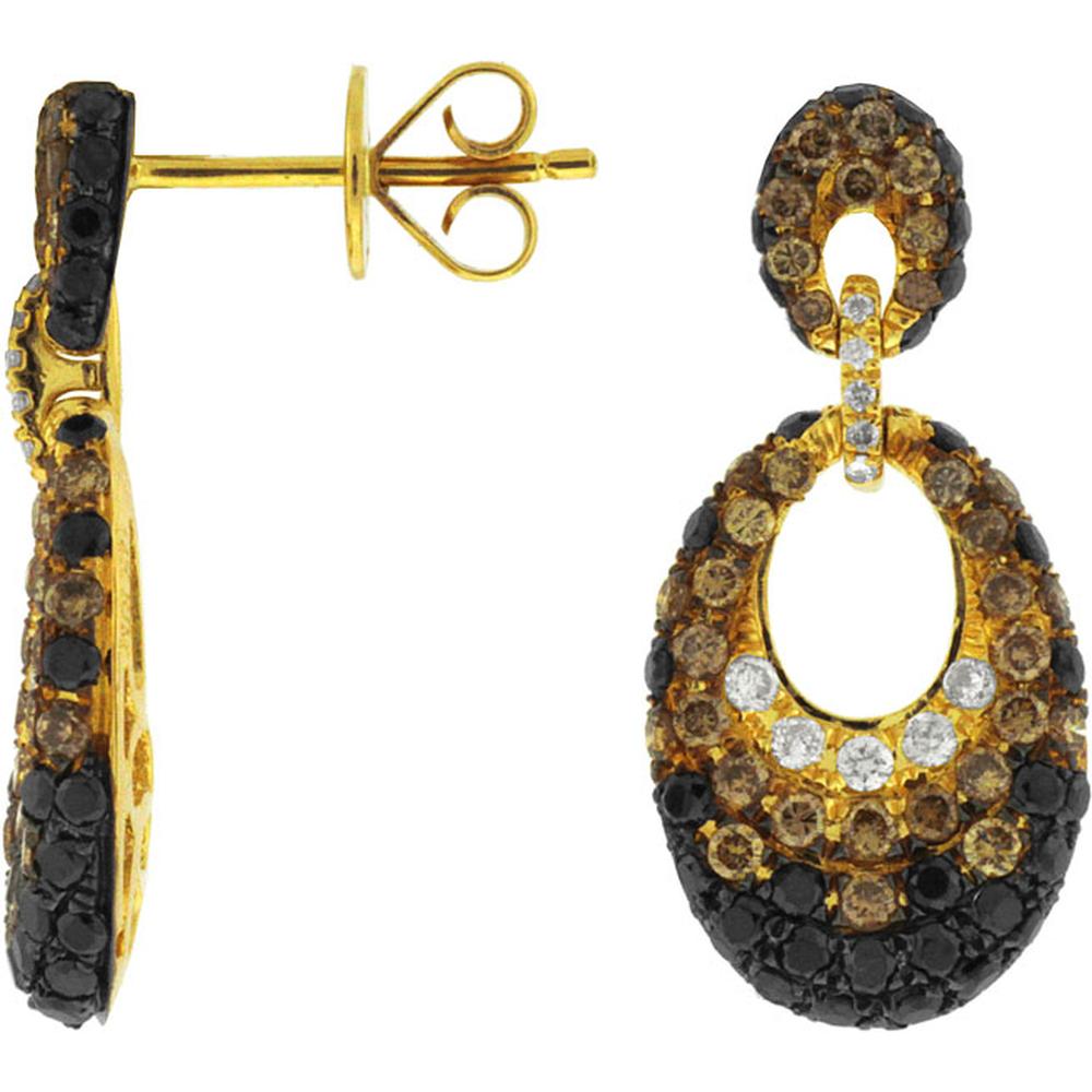 Royal 14K Yellow Gold Multi Color Diamond Earrings - 1.97 Carat Total Diamond Weight
