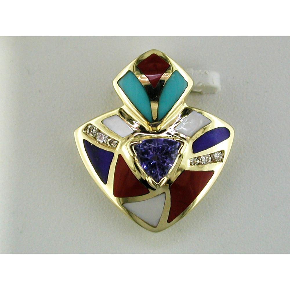 Royal 14K Yellow Gold Multicolor Tanzanite and Diamond Pendant