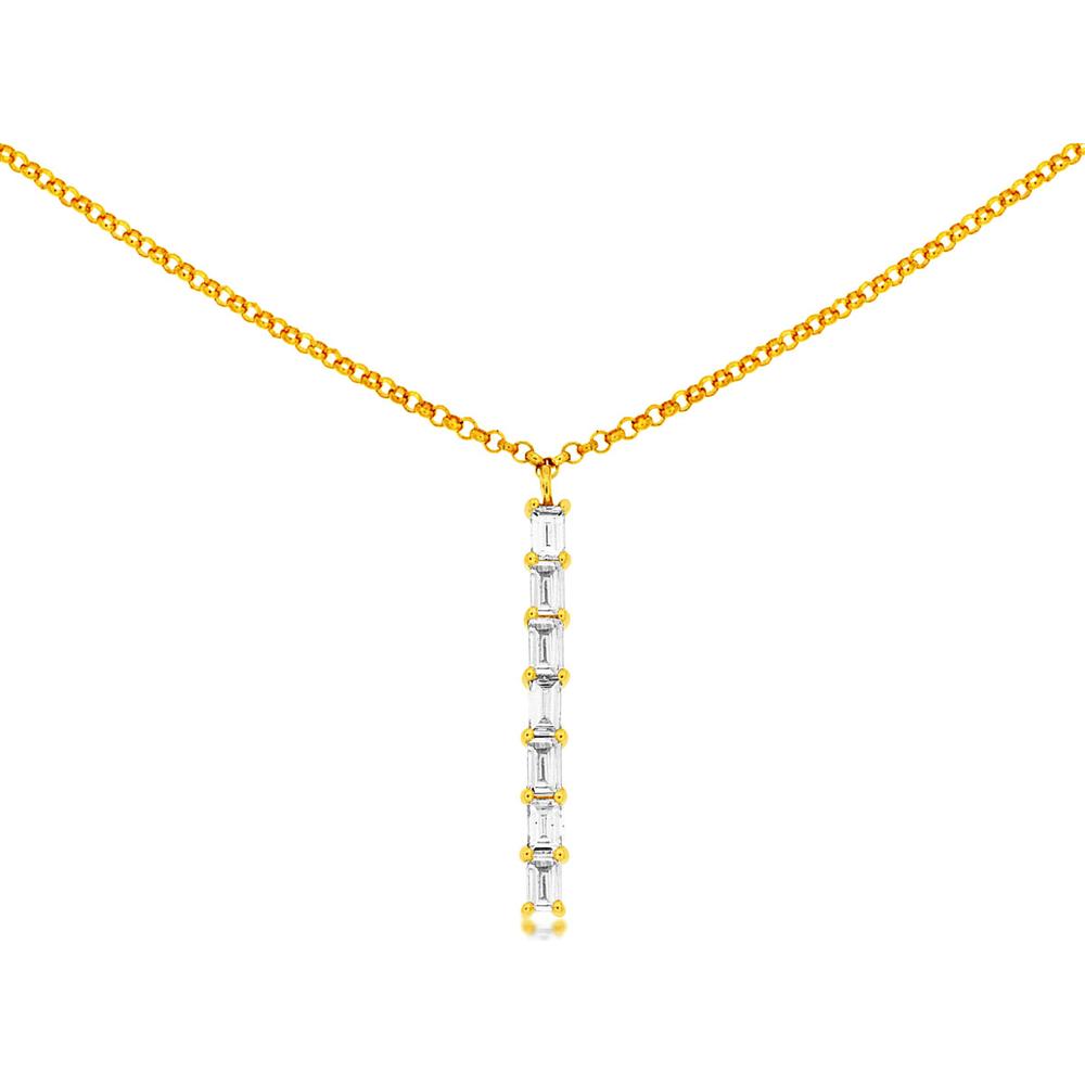 Royal 14K Yellow Gold Necklace with Baguette Diamonds - 0.26 Carat Total Diamond Weight