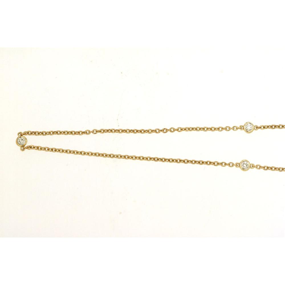 Royal 14K Yellow Gold Necklace with Bezel Set Round Diamonds - 0.10 Carat Total Diamond Weight