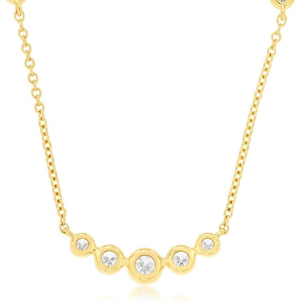 Royal 14K Yellow Gold Necklace with Graduated Round Brilliant Diamonds - 0.20 Carat Total Diamond Weight