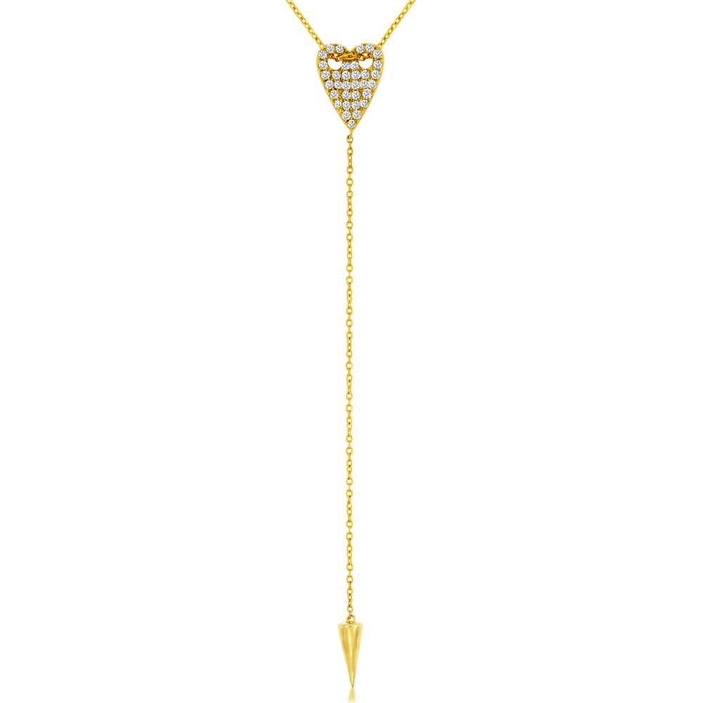 Royal 14K Yellow Gold Necklace with Heart-Shaped Diamond Pendant - 0.28 Carat Total Diamond Weight
