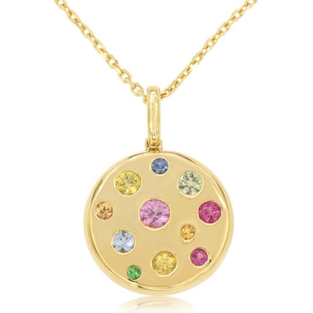 Royal 14K Yellow Gold Necklace with Mixed Sapphires - 0.42 Carat Total Sapphire Weight