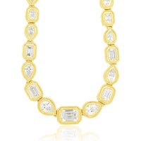 Royal 14K Yellow Gold Necklace with Pear and Emerald Cut Diamonds - 2.5 Carat Total Weight