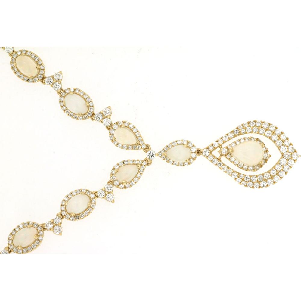 Royal 14K Yellow Gold Opal & Diamond Necklace - 6.00 Carats Opal, 4.00 Carats Diamond Total Weight