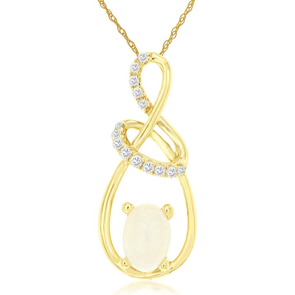 Royal 14K Yellow Gold Opal & Diamond Pendant - Celestial Beauty