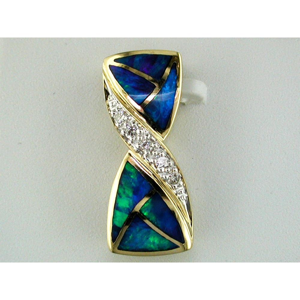 Royal 14K Yellow Gold Opal and Diamond Pendant - Radiant Beauty