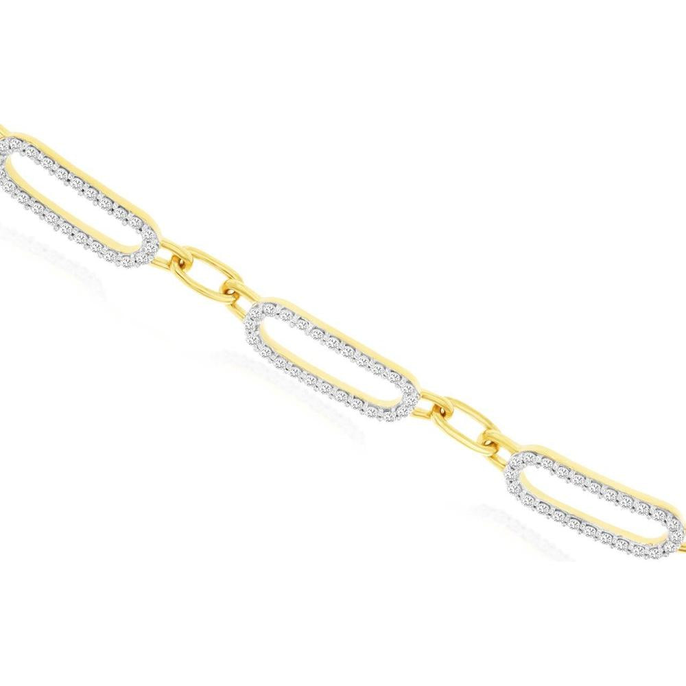 Royal 14K Yellow Gold Open Link Diamond Pavé Bracelet - 0.55 Carat Total Diamond Weight
