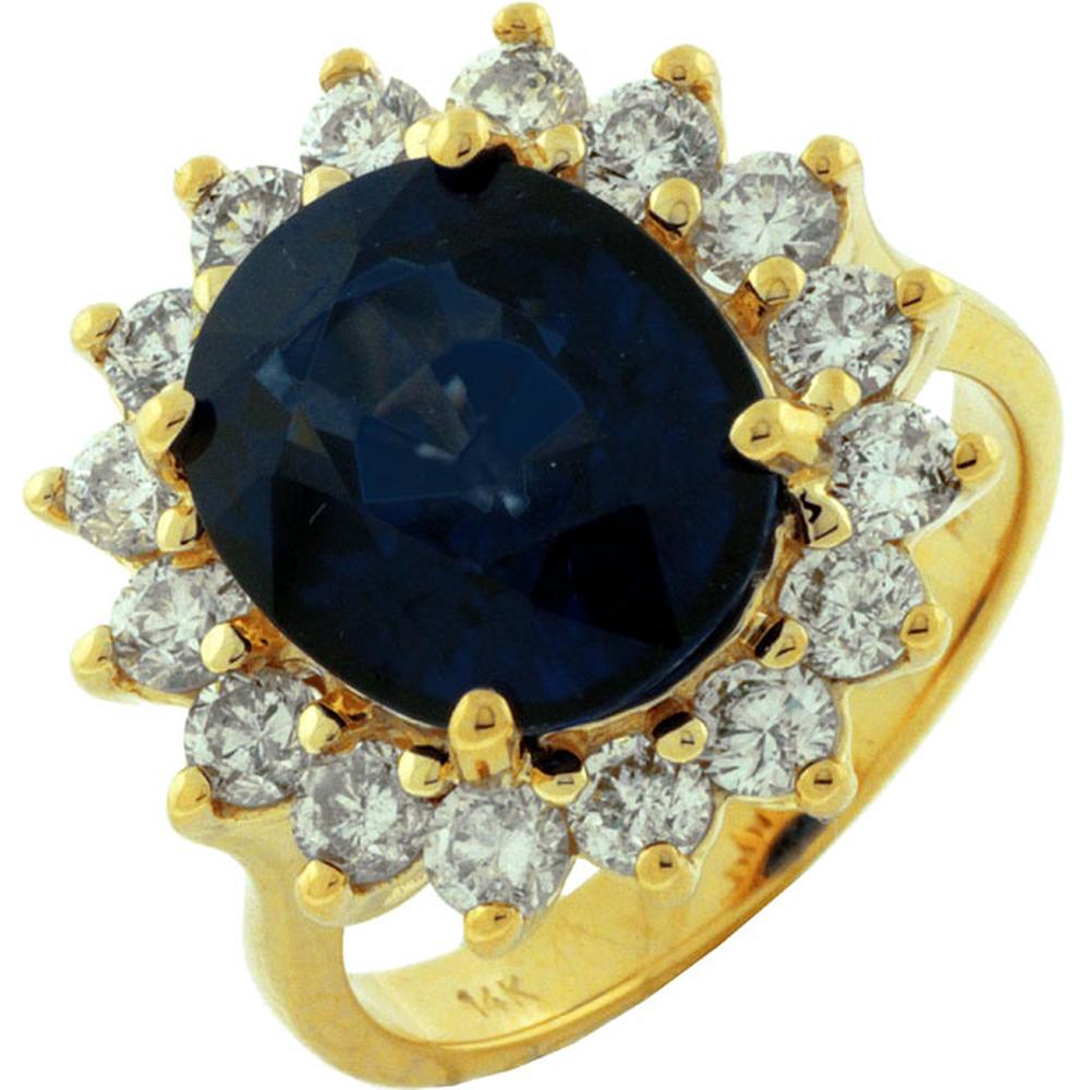 Royal 14K Yellow Gold Oval Colored Stone and Diamond Ring - 9.05 Carat Total Gem Weight