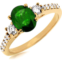 Royal 14K Yellow Gold Oval-Cut Emerald & Diamond Ring - 1.55 Carat Total Gem Weight