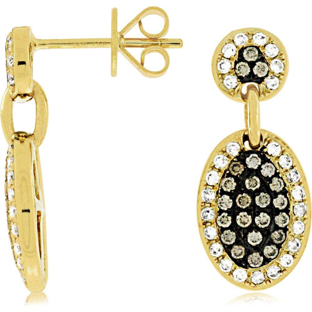 Royal 14K Yellow Gold Oval Diamond & Mocha Diamond Earrings - Dazzling Beauty