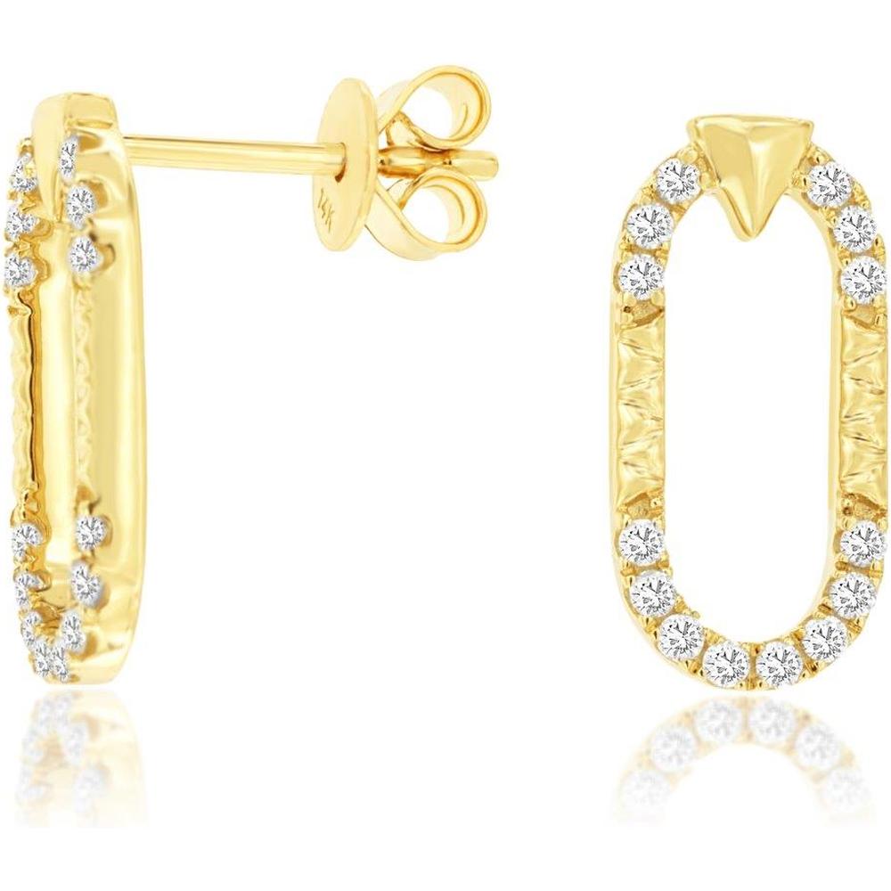 Royal 14K Yellow Gold Oval Diamond Stud Earrings - 0.25 Carat Total Diamond Weight