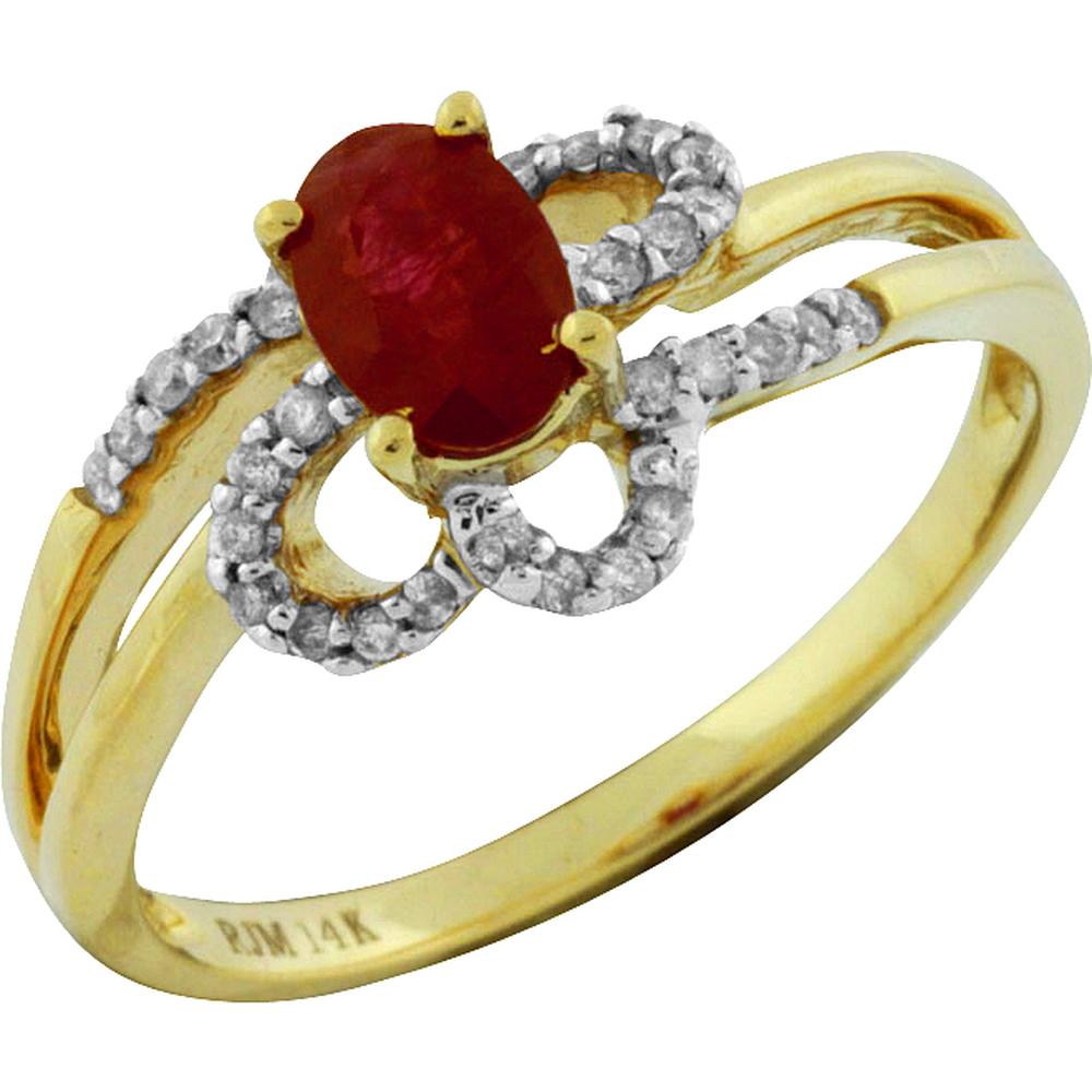 Royal 14K Yellow Gold Oval Ruby & Diamond Halo Ring - Timeless Elegance