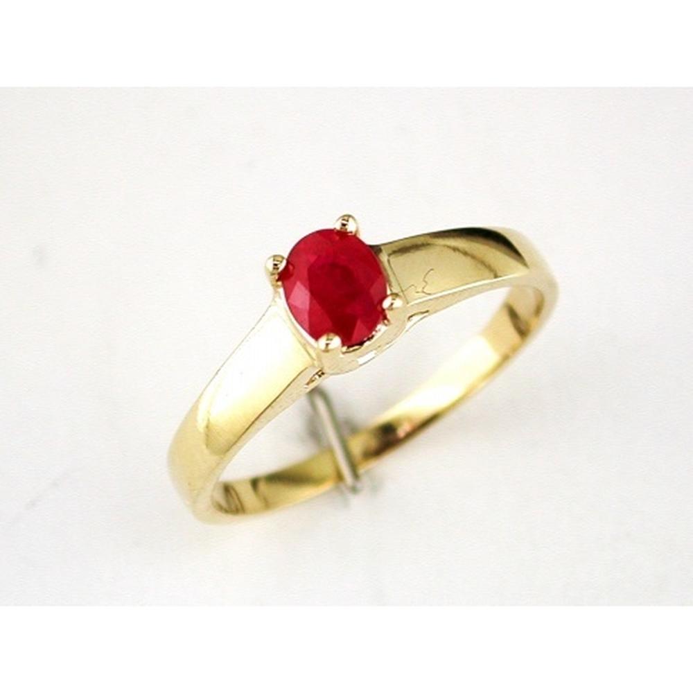 Royal 14K Yellow Gold Oval Ruby Ring - 0.42 Carats Total Ruby Weight