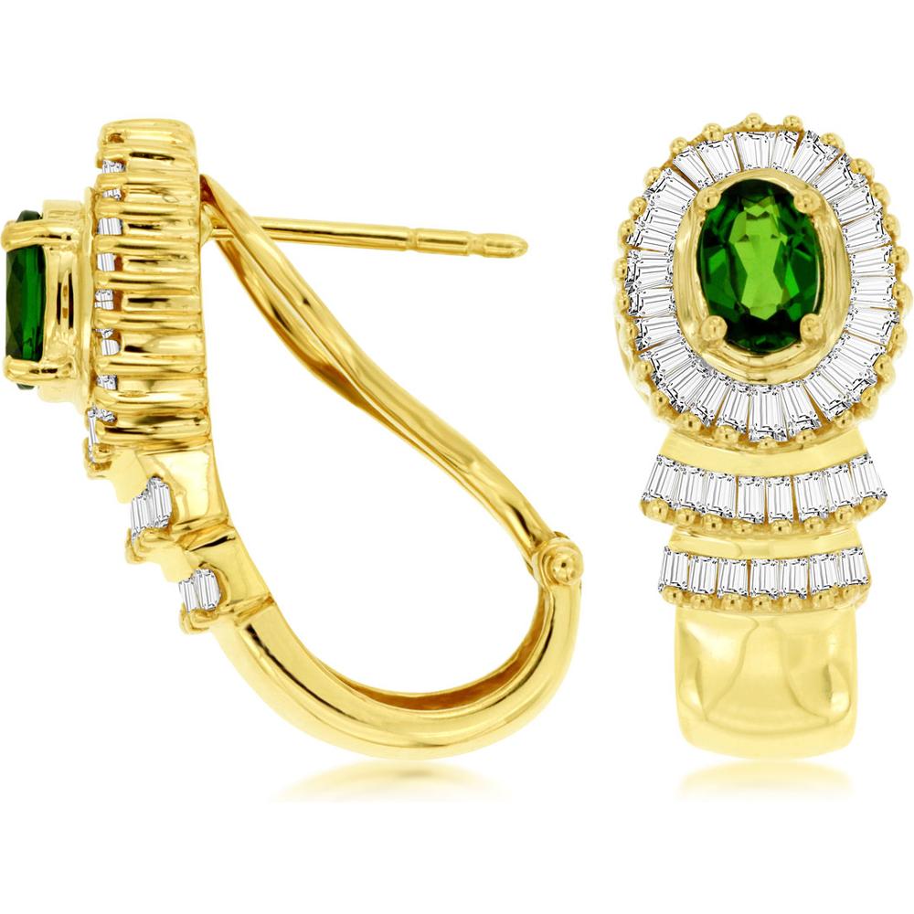Royal 14K Yellow Gold Oval Russalite and Diamond Earrings - 1.90 Carat Total Gem Weight
