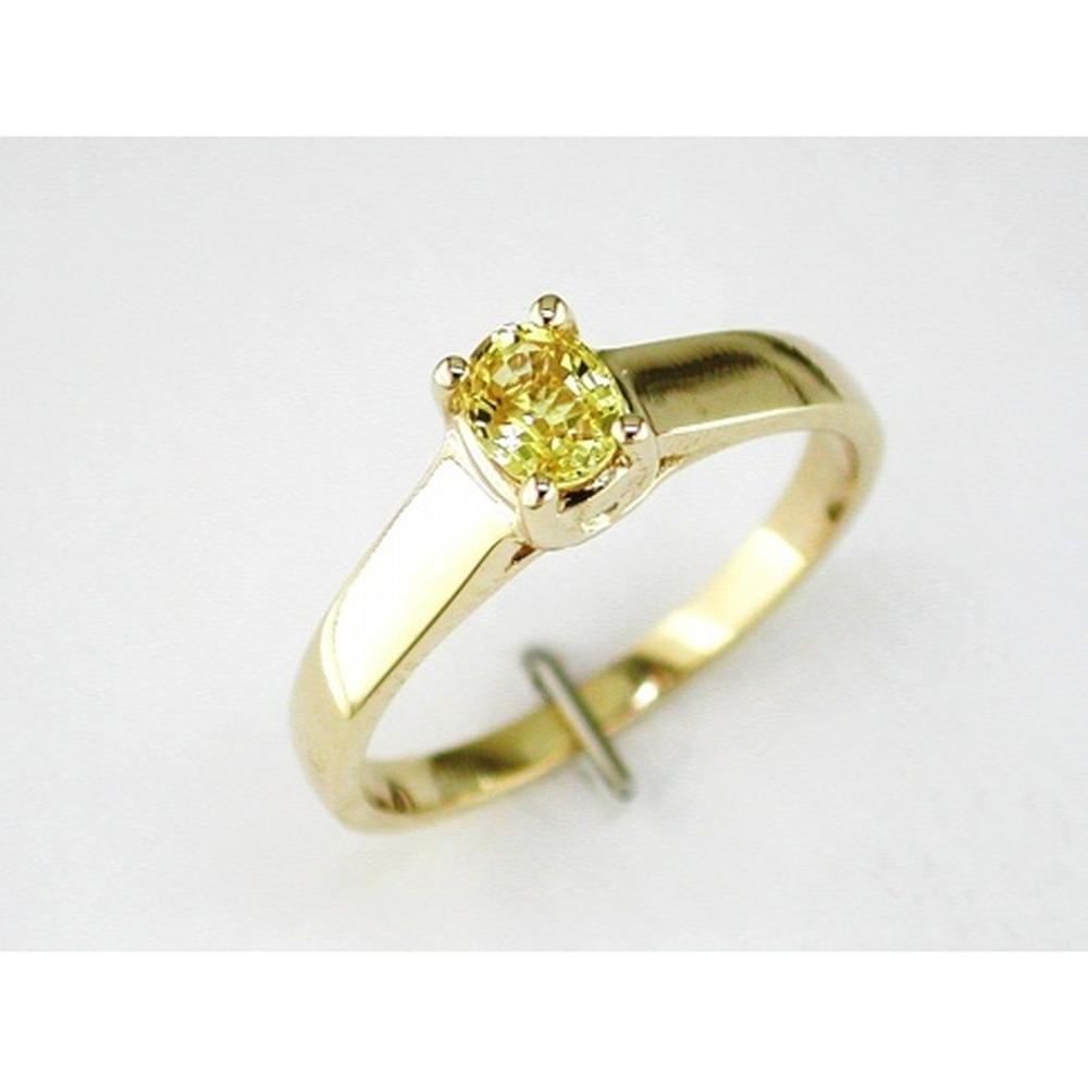 Royal 14K Yellow Gold Oval Yellow Sapphire Ring - 0.42 Carats Total Gem Weight