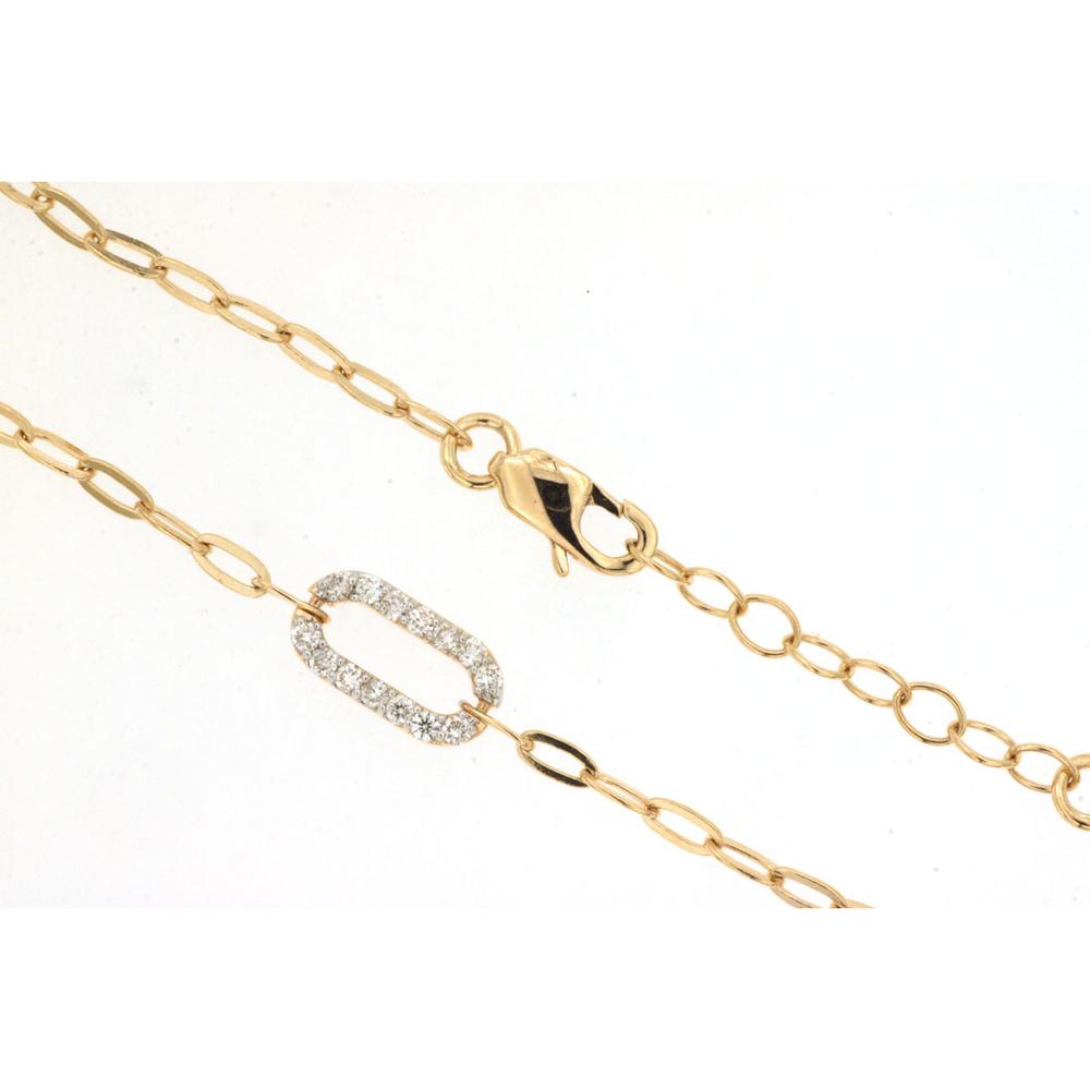 Royal 14K Yellow Gold Paperclip Bracelet with Brilliant-Cut Diamonds - 0.19 Carat Total Diamond Weight