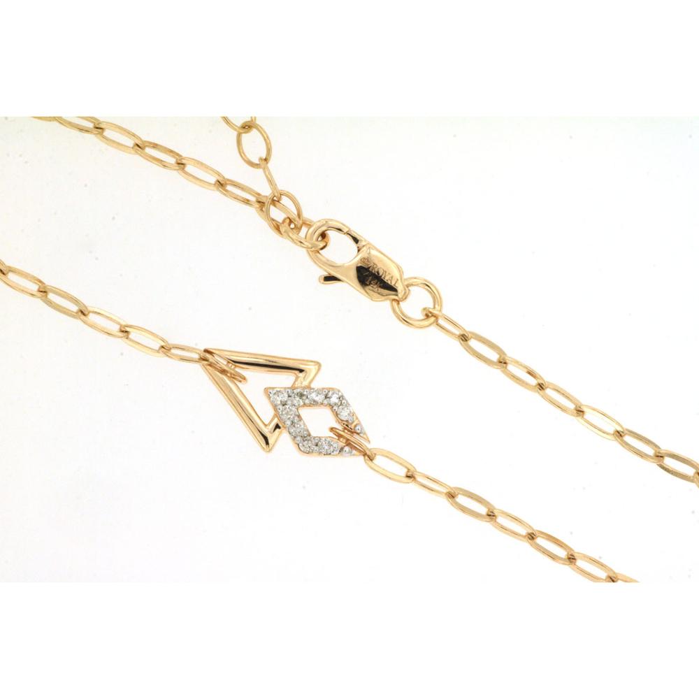 Royal 14K Yellow Gold Paperclip Bracelet with Geometric Diamond Accents - 0.09 Carat Total Diamond Weight