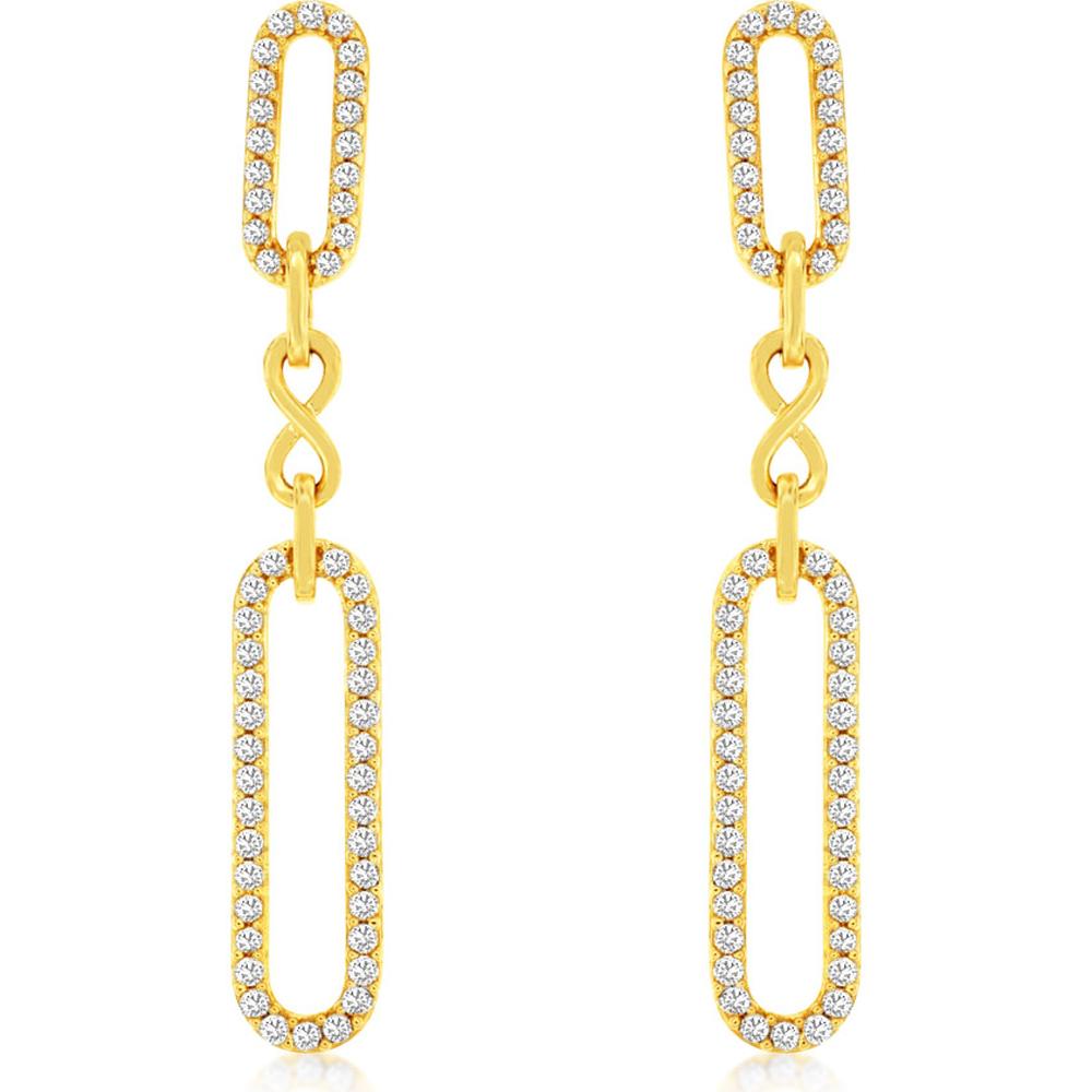 Royal 14K Yellow Gold Paperclip Drop Earrings with Pavé Set Round Diamonds - 0.50 Carats Total Diamond Weight
