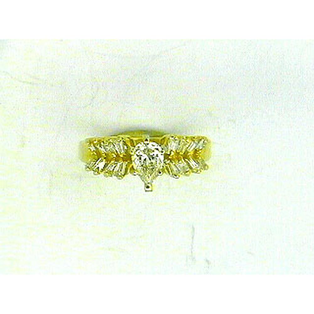 Royal 14K Yellow Gold Pear Diamond Engagement Ring - 1.22 Carat Total Diamond Weight