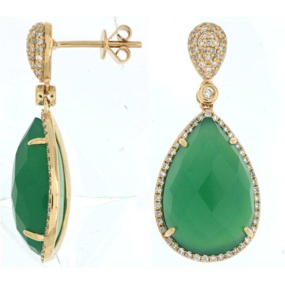 Royal 14K Yellow Gold Pear-Shaped Diamond & Agate Earrings - 0.65 Carat Total Diamond Weight