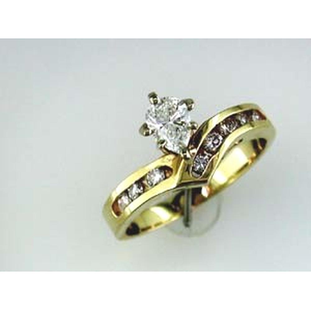Royal 14K Yellow Gold Pear-Shaped Diamond Engagement Ring - 0.64 Carat Total Diamond Weight