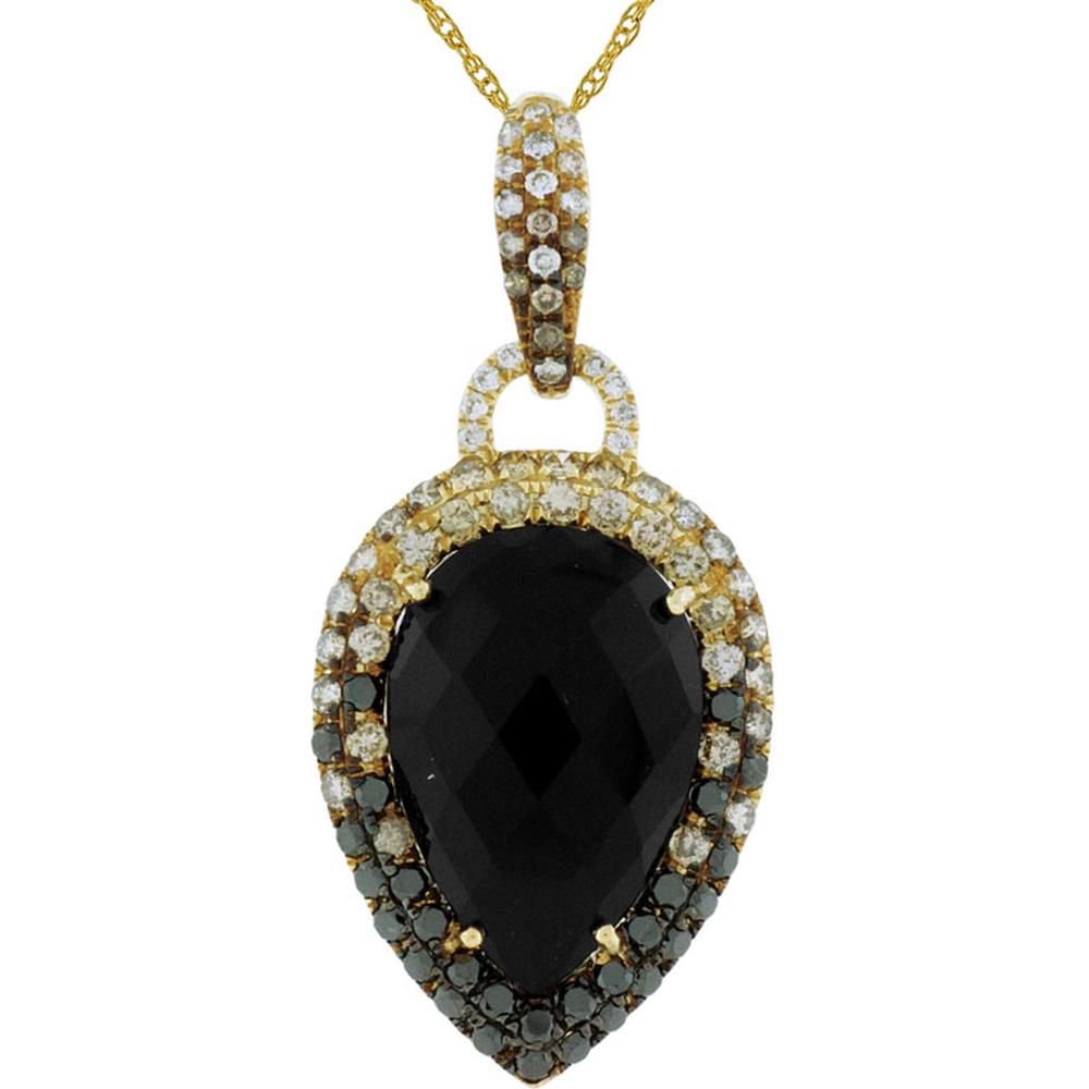 Royal 14K Yellow Gold Pear-Shaped Onyx and Diamond Pendant